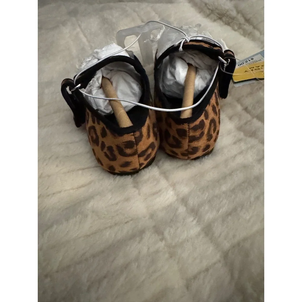 Cat & Jack Toddler Girls Addy Leopard Print Mary Jane Flats Tan Size 6 NWT
